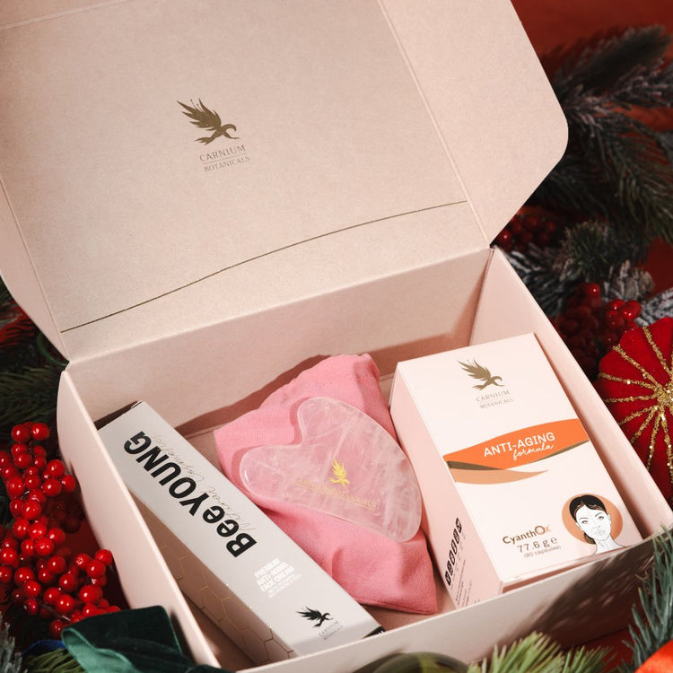 Set cadou „Ritualul frumuseții fără vârstă”: Anti-aging formula, BeeYOUNG -25% + cadou GUA SHA