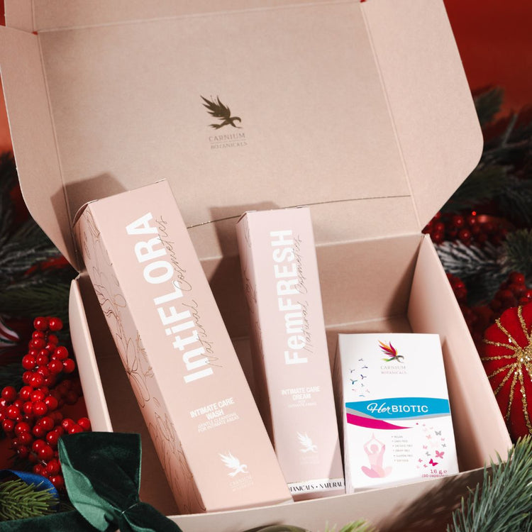 Set cadou „Ritualul delicateții intime”. FemFRESH + IntiFLORA + Her Biotic (-25%)